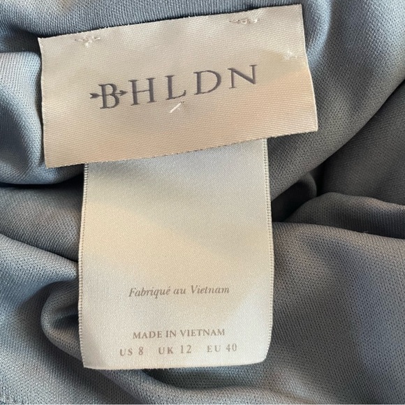 BHLDN Dylan Dusty Blue One-Shoulder Satin Side-Slit Gown 20218 - Picture 11 of 14